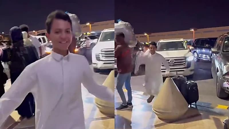 نهار نجل نجلاء عبدالعزيز: "تغطي بسرعة" عند استقباله لها .. فيديو