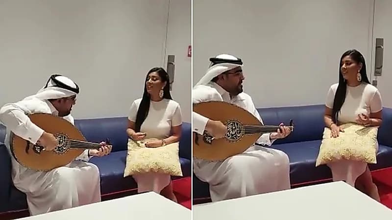 بالفيديو.. مذيعة اخبار أم بي سي تغني أغنية من الفلكلور الشامي فوق النخت