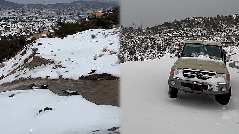 الثلوج تغطي جبال السودة.. فيديو