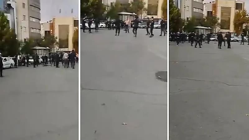 شاهد.. 20 مرتزق من قوات البسيج يفشلون في القبض على شخص قاومهم بشجاعة