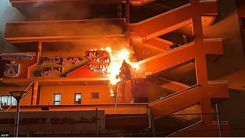 غارة جوية على مجمع ناصر الطبي في غزة.. فيديو