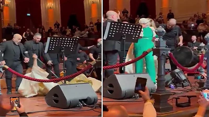 لحظة سقوط نجوى كرم على المسرح في أمستردام.. فيديو